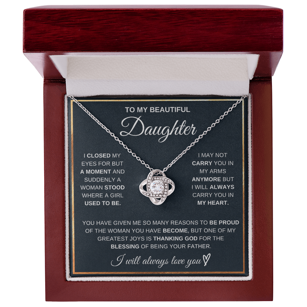 To My Daughter – A Blessing From God – Love Knot Necklace