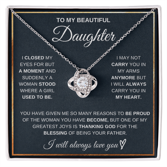 To My Daughter – A Blessing From God – Love Knot Necklace