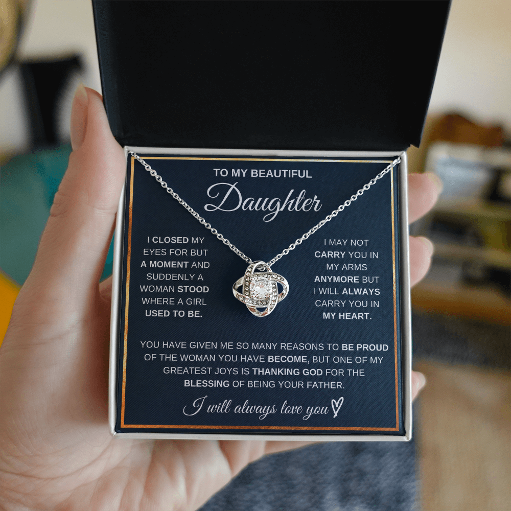 To My Daughter – A Blessing From God – Love Knot Necklace